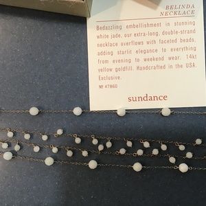 NEW Sundance Belinda Double Strand Necklace White Jade 14kt Yellow Goldfill